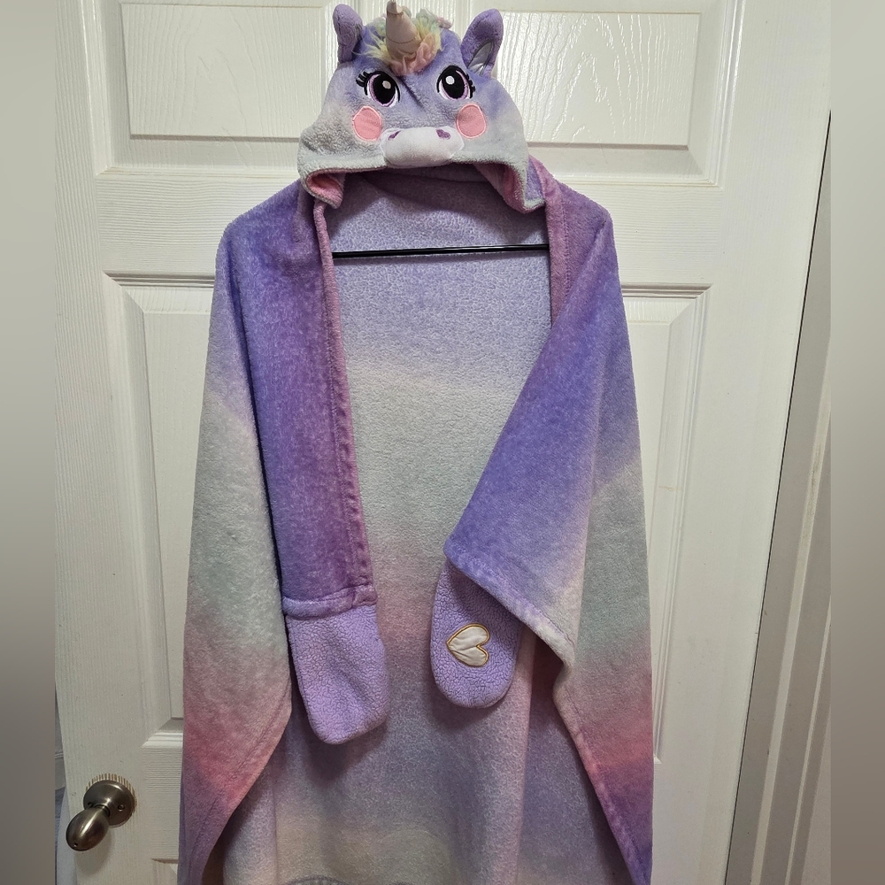 Unicorn Hooded Towel with Mittens
